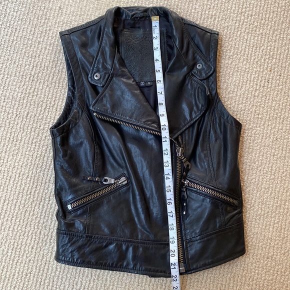For Joseph Asymmetrical Black Leather Moto Biker Vest - Picture 5 of 16